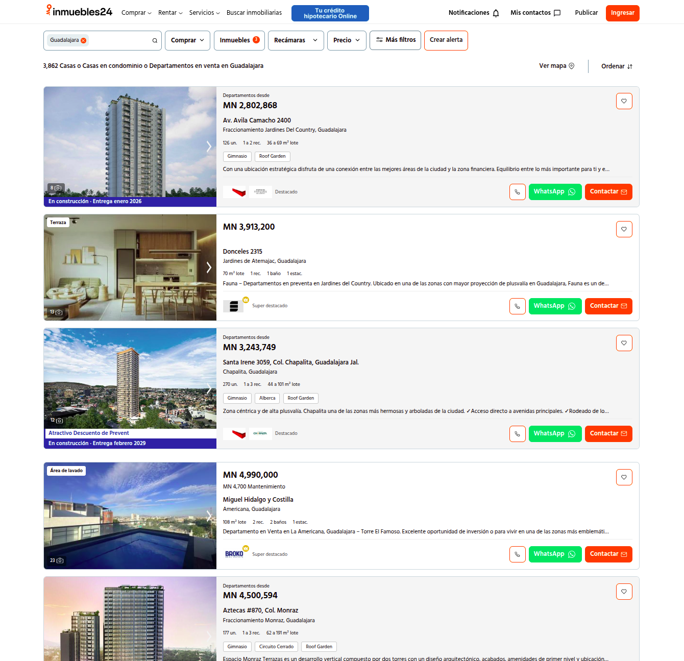 inmuebles24 index page