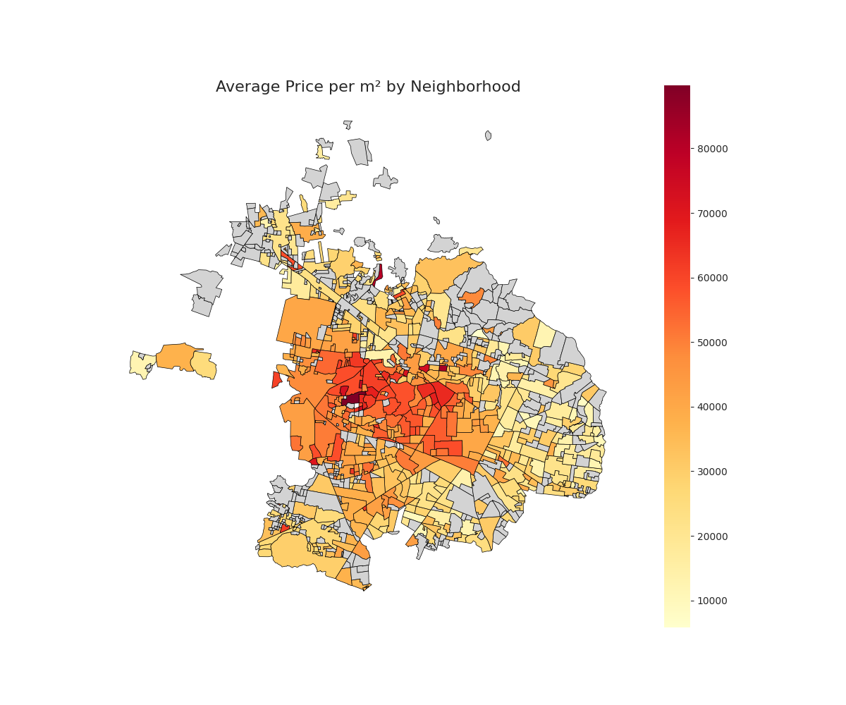 Price map by neighborhood